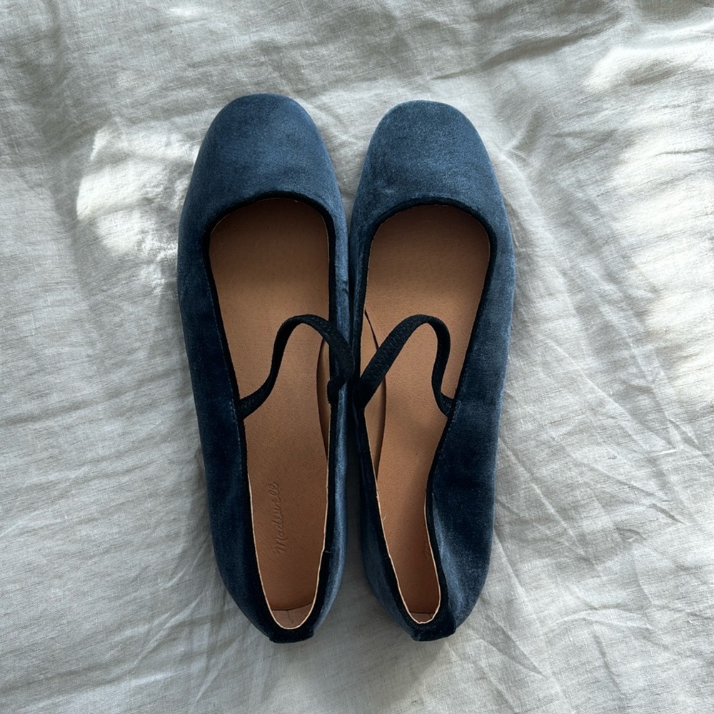 Madewell Blue Velvet Greta Ballet Flat NWOT